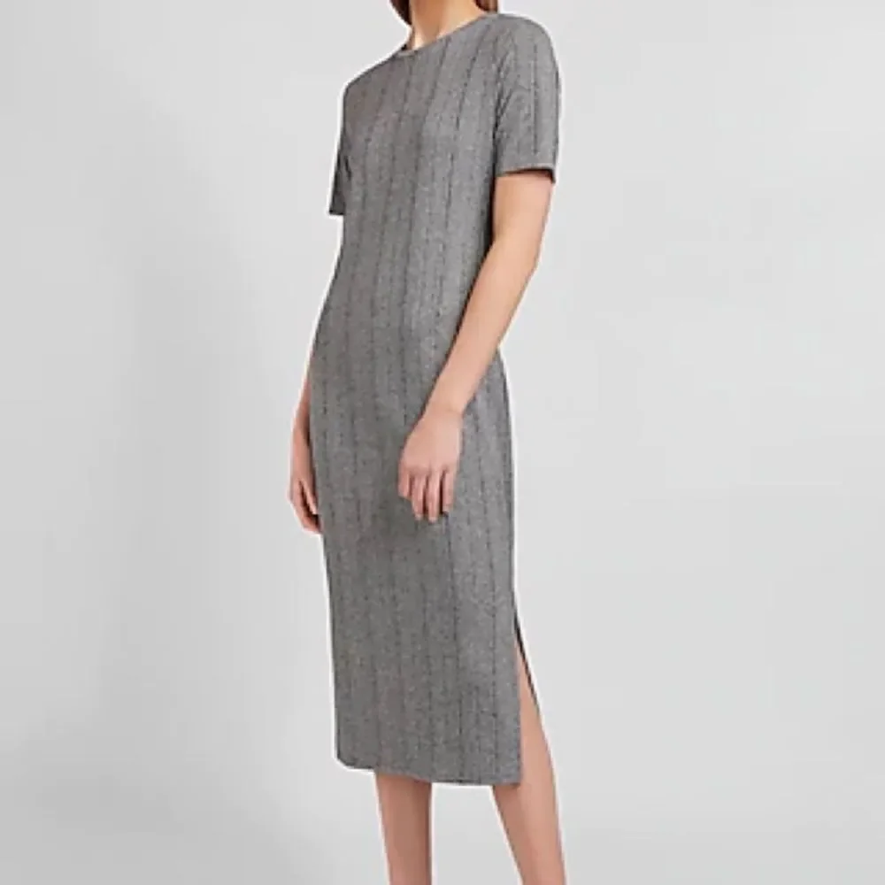Express Easy Ribbed Short Sleeve Sheath Dress - Picture 1 of 4